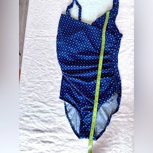 Jantzen Blue and White Polka Dot One Piece Bathing Suit Size 10